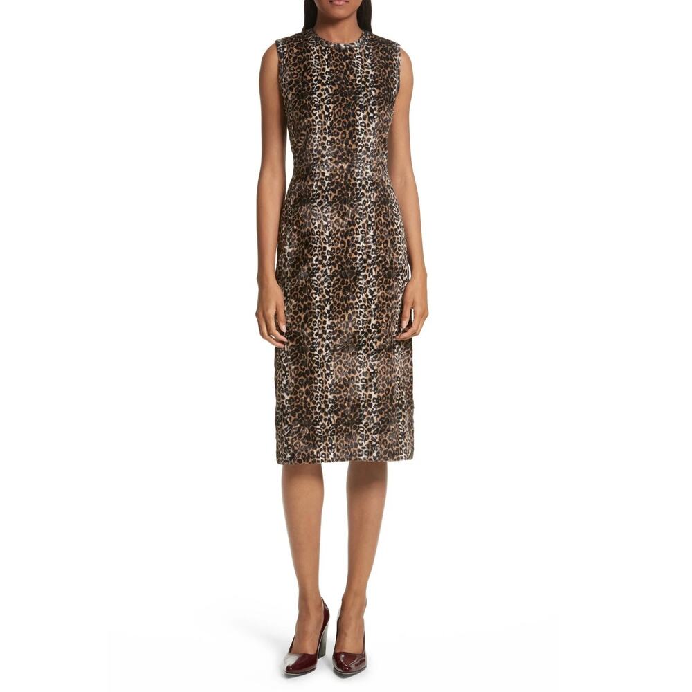 Rachel Comey Sling Faux Fur Midi Dress Cheetah Spot Animal Leopard Print SZ 4 US